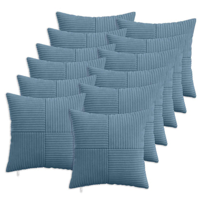 Cushion Cover 12 pcs ALMELO Blue 40 x 40 cm Corduroy