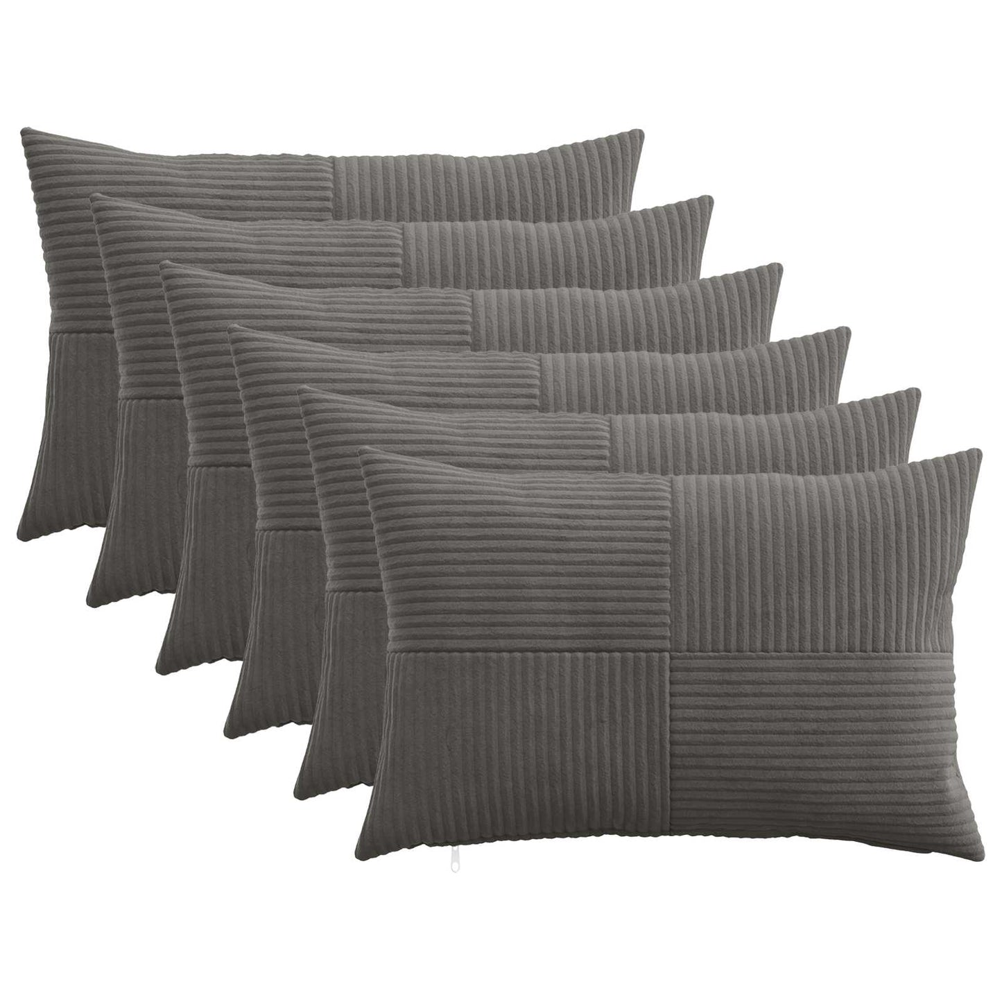 Cushion Cover 6 pcs ALMELO Dark Grey 40 x 60 cm Corduroy