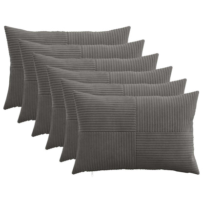 Cushion Cover 6 pcs ALMELO Dark Grey 40 x 60 cm Corduroy