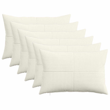 Cushion Cover 6 pcs ALMELO Cream 40 x 60 cm Corduroy