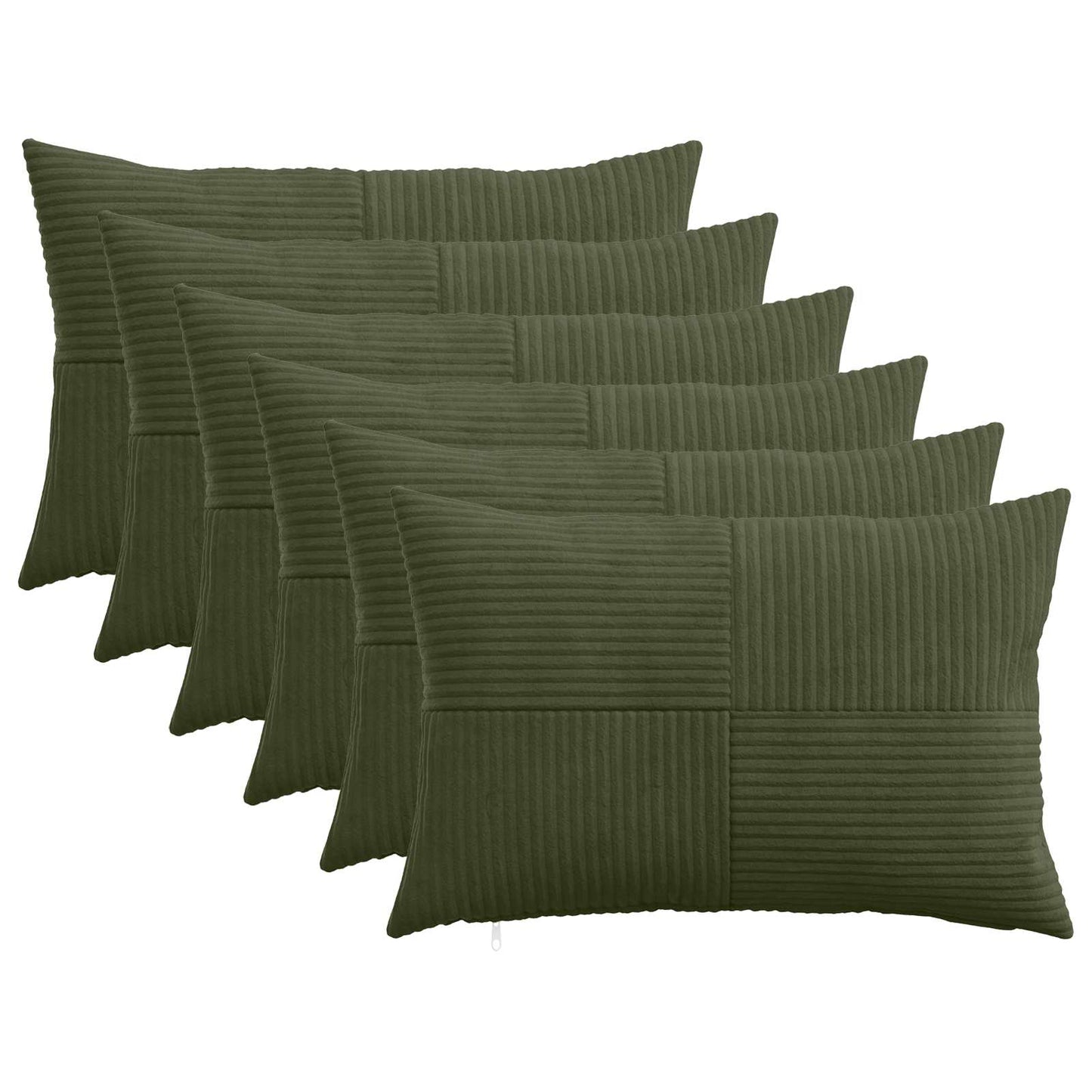 Cushion Cover 6 pcs ALMELO Green 40 x 60 cm Corduroy