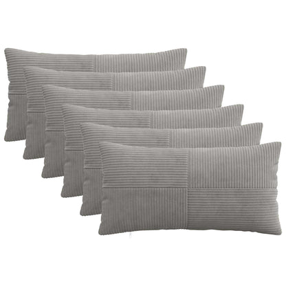 Cushion Cover 6 pcs ALMELO Light Grey 40 x 70 cm Corduroy
