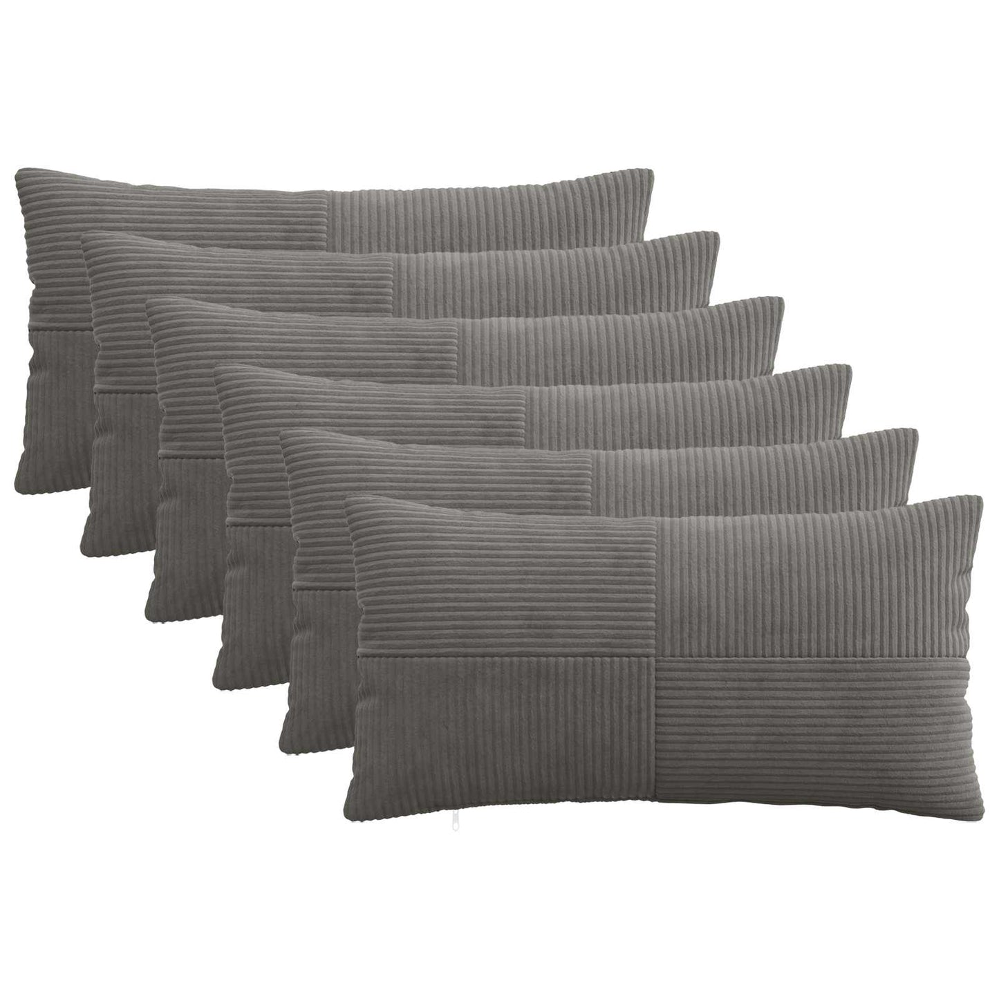 Cushion Cover 6 pcs ALMELO Dark Grey 40 x 70 cm Corduroy