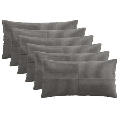 Cushion Cover 6 pcs ALMELO Dark Grey 40 x 70 cm Corduroy