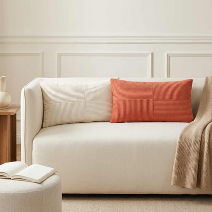 Cushion Cover 12 pcs ALMELO Cream 40 x 80 cm Corduroy