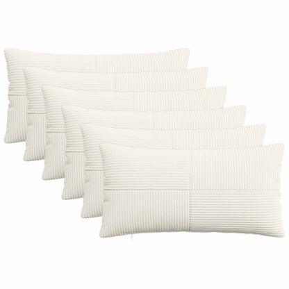 Cushion Cover 6 pcs ALMELO Cream 40 x 70 cm Corduroy