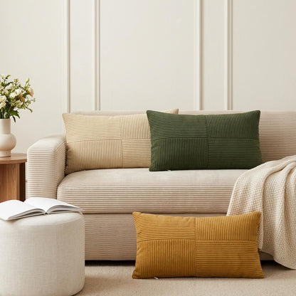 Cushion Cover 12 pcs ALMELO Green 40 x 80 cm Corduroy
