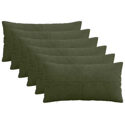 Cushion Cover 6 pcs ALMELO Green 40 x 70 cm Corduroy