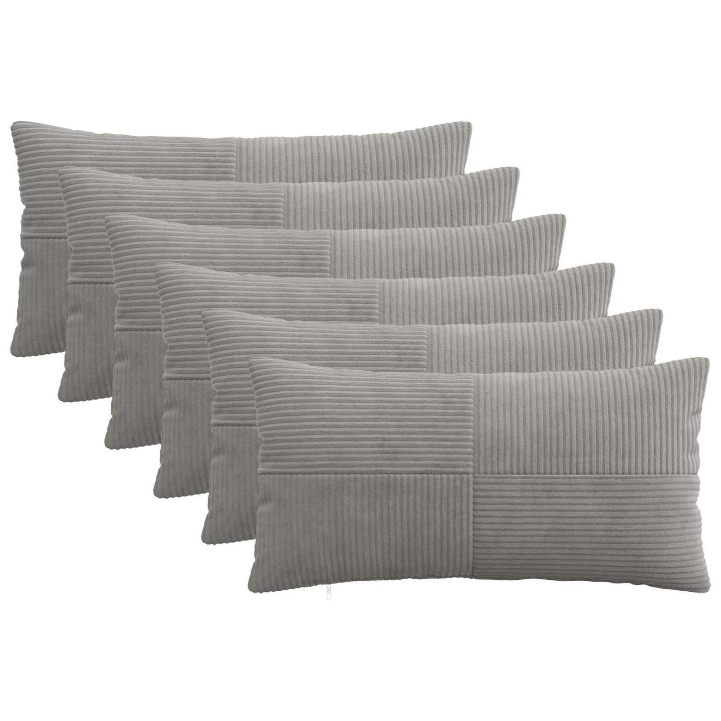 Cushion Cover 6 pcs ALMELO Light Grey 40 x 80 cm Corduroy
