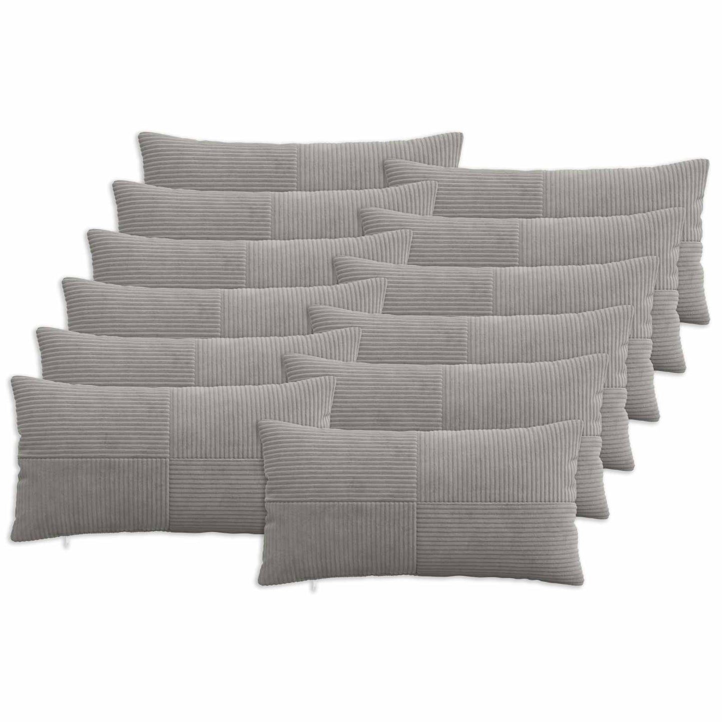Cushion Cover 12 pcs ALMELO Light Grey 40 x 80 cm Corduroy