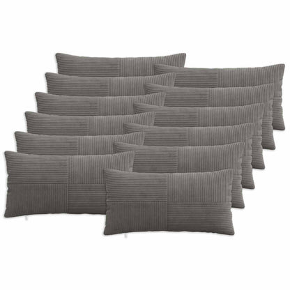 Cushion Cover 12 pcs ALMELO Dark Grey 40 x 80 cm Corduroy