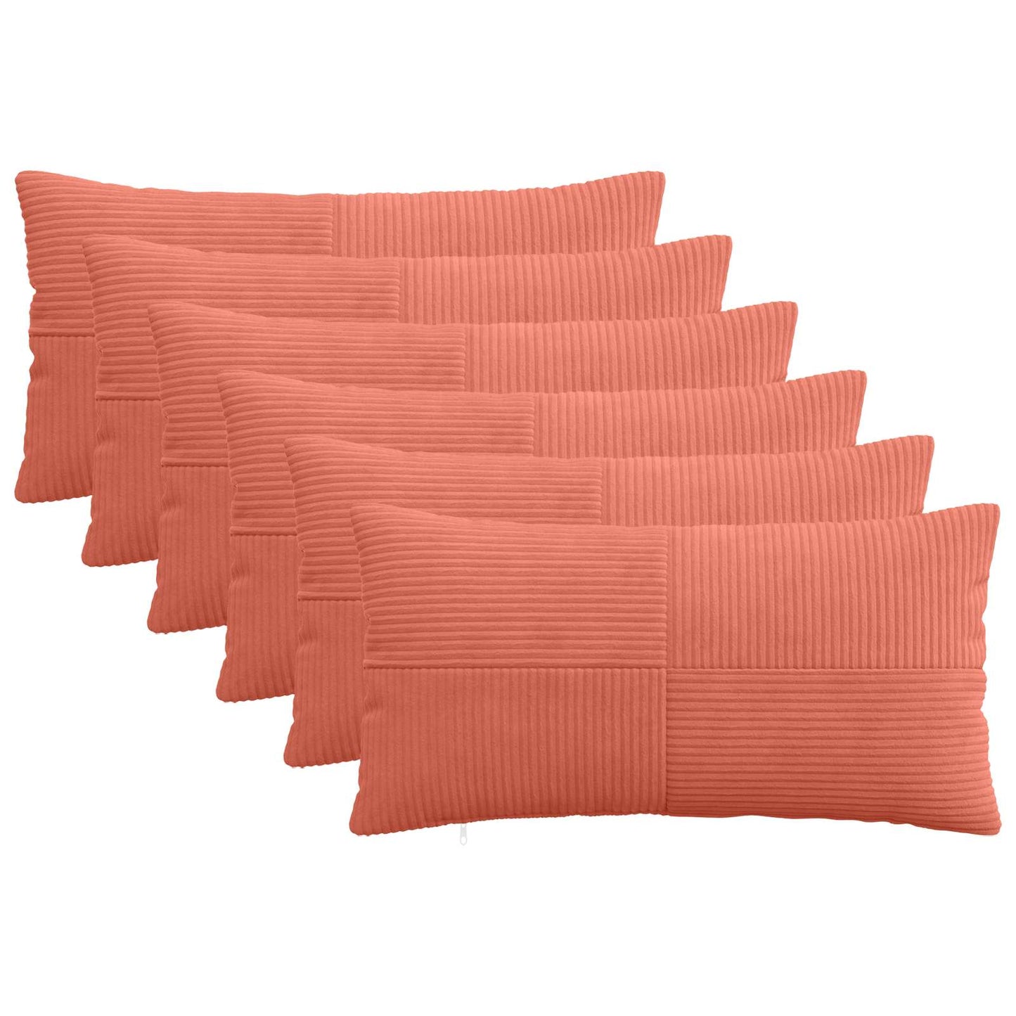Cushion Cover 6 pcs ALMELO Red Orange 40 x 80 cm Corduroy