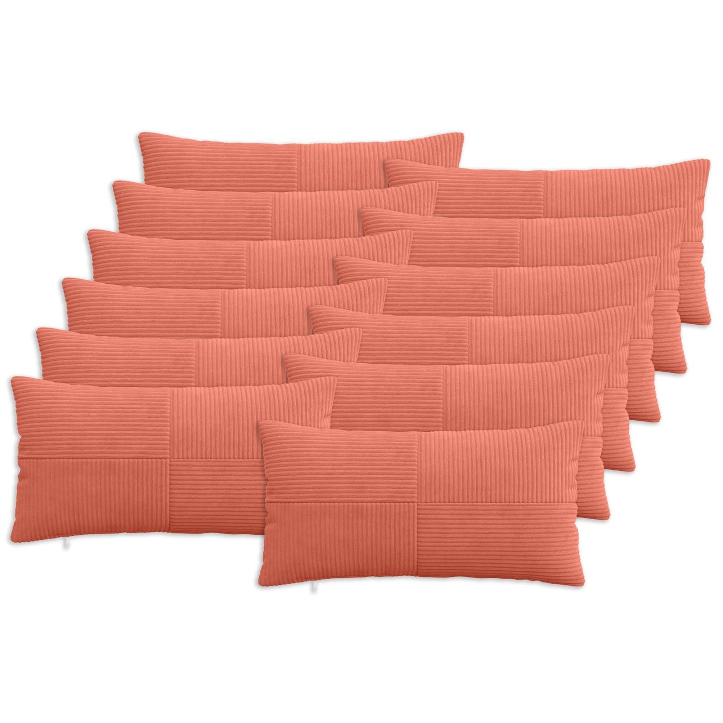 Cushion Cover 12 pcs ALMELO Red Orange 40 x 80 cm Corduroy