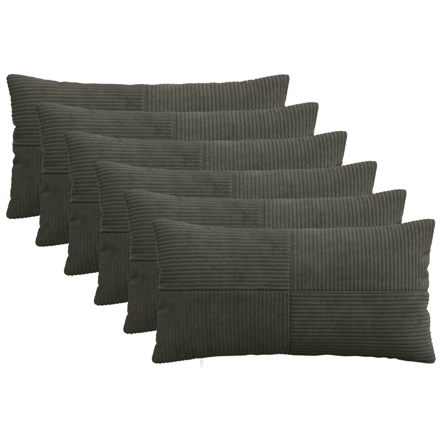 Cushion Cover 6 pcs ALMELO Anthracite 40 x 80 cm Corduroy