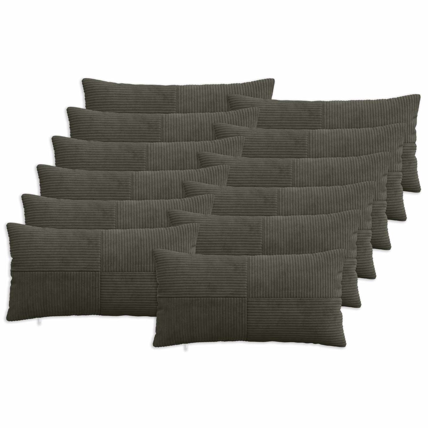 Cushion Cover 12 pcs ALMELO Anthracite 40 x 80 cm Corduroy