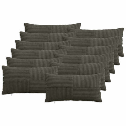 Cushion Cover 12 pcs ALMELO Anthracite 40 x 80 cm Corduroy
