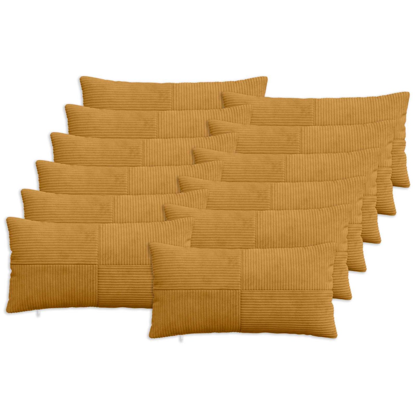 Cushion Cover 12 pcs ALMELO Yellow 40 x 80 cm Corduroy