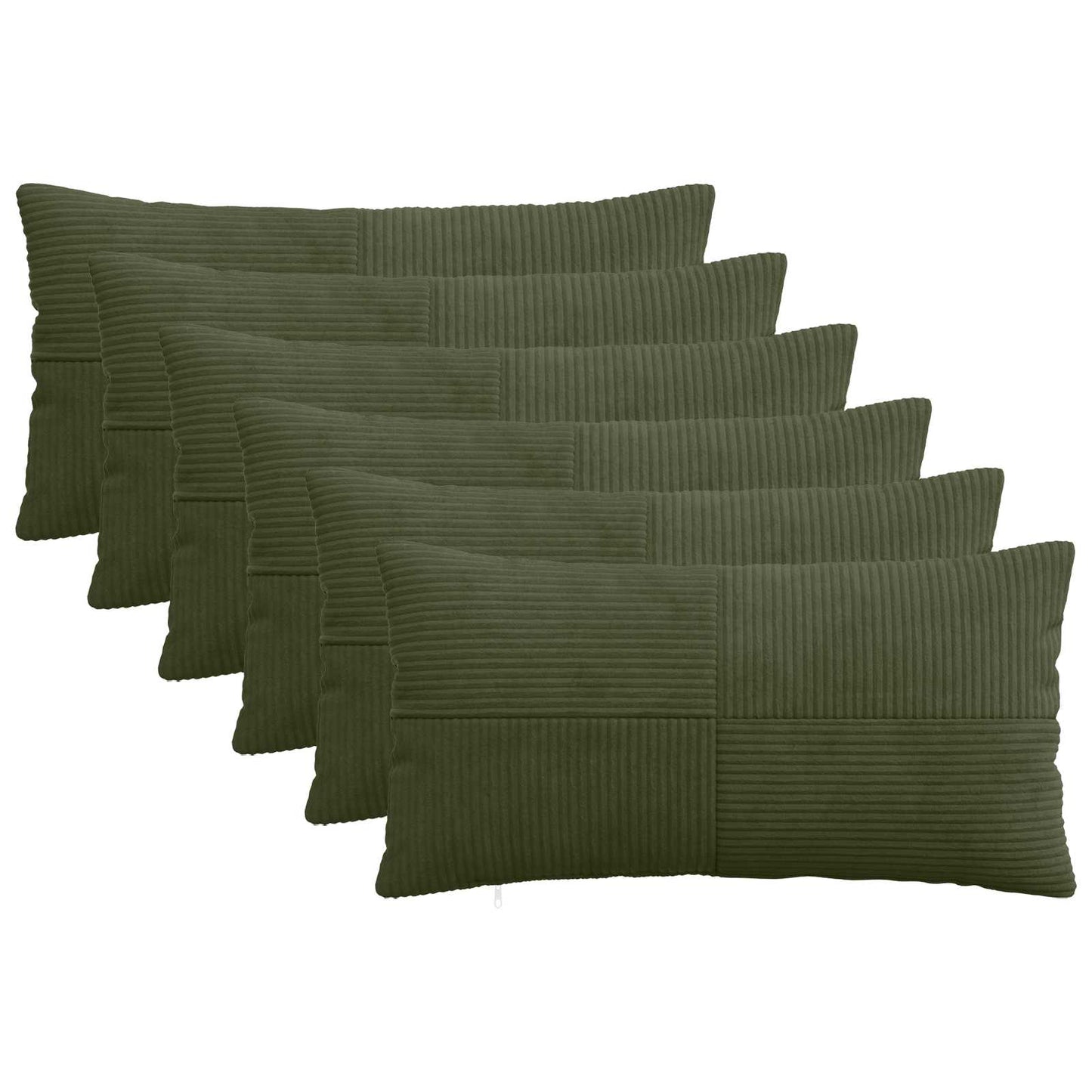 Cushion Cover 6 pcs ALMELO Green 40 x 80 cm Corduroy