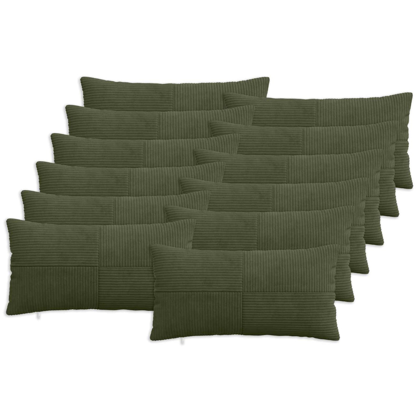 Cushion Cover 12 pcs ALMELO Green 40 x 80 cm Corduroy