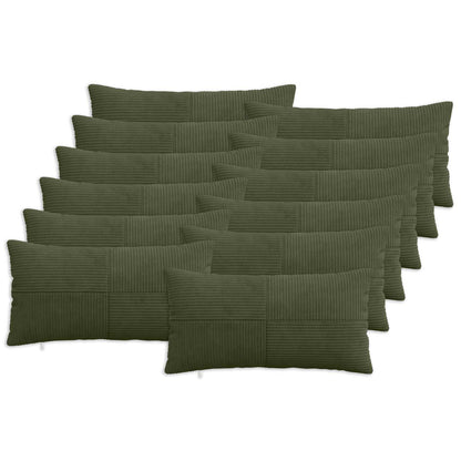 Cushion Cover 12 pcs ALMELO Green 40 x 80 cm Corduroy