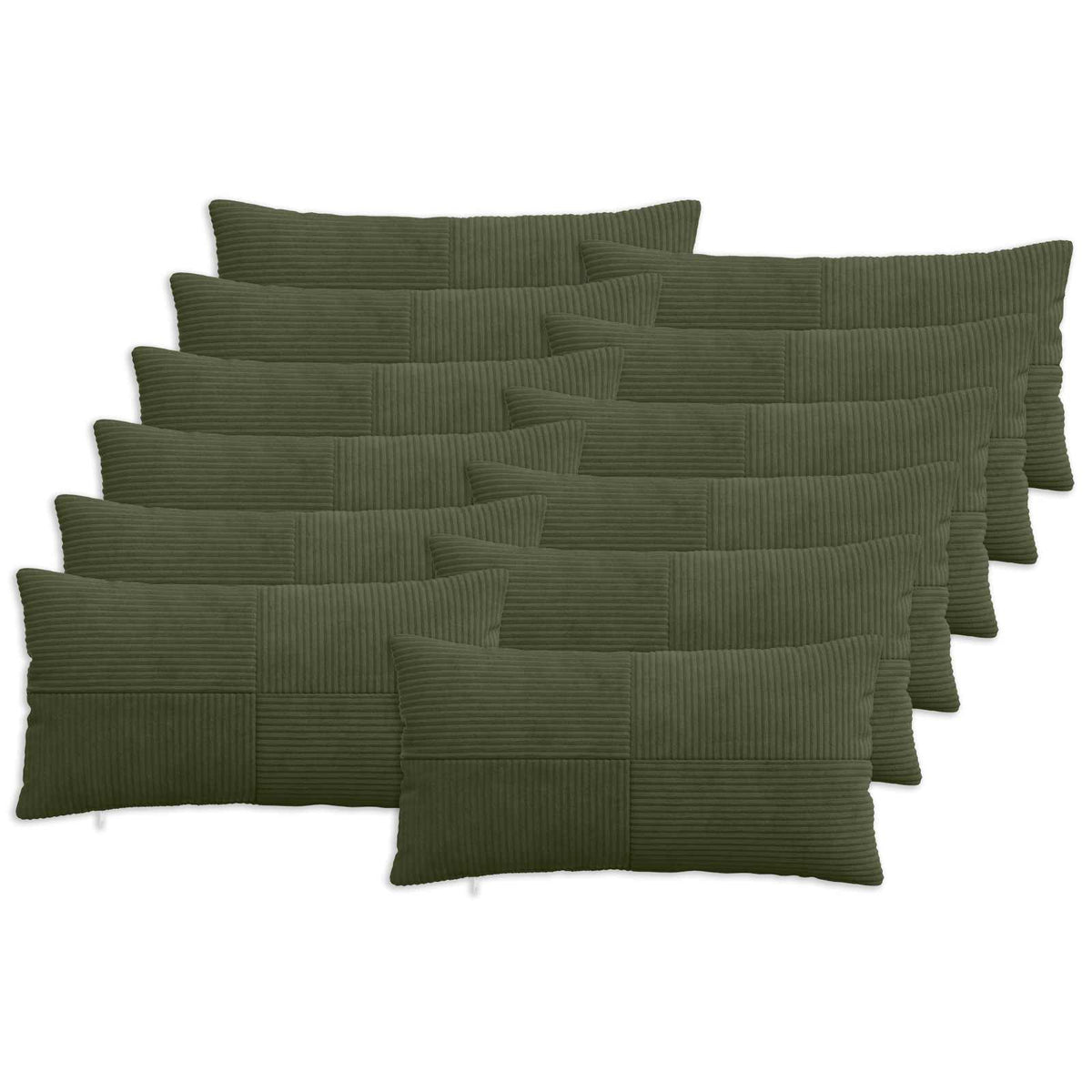 Cushion Cover 12 pcs ALMELO Green 40 x 80 cm Corduroy