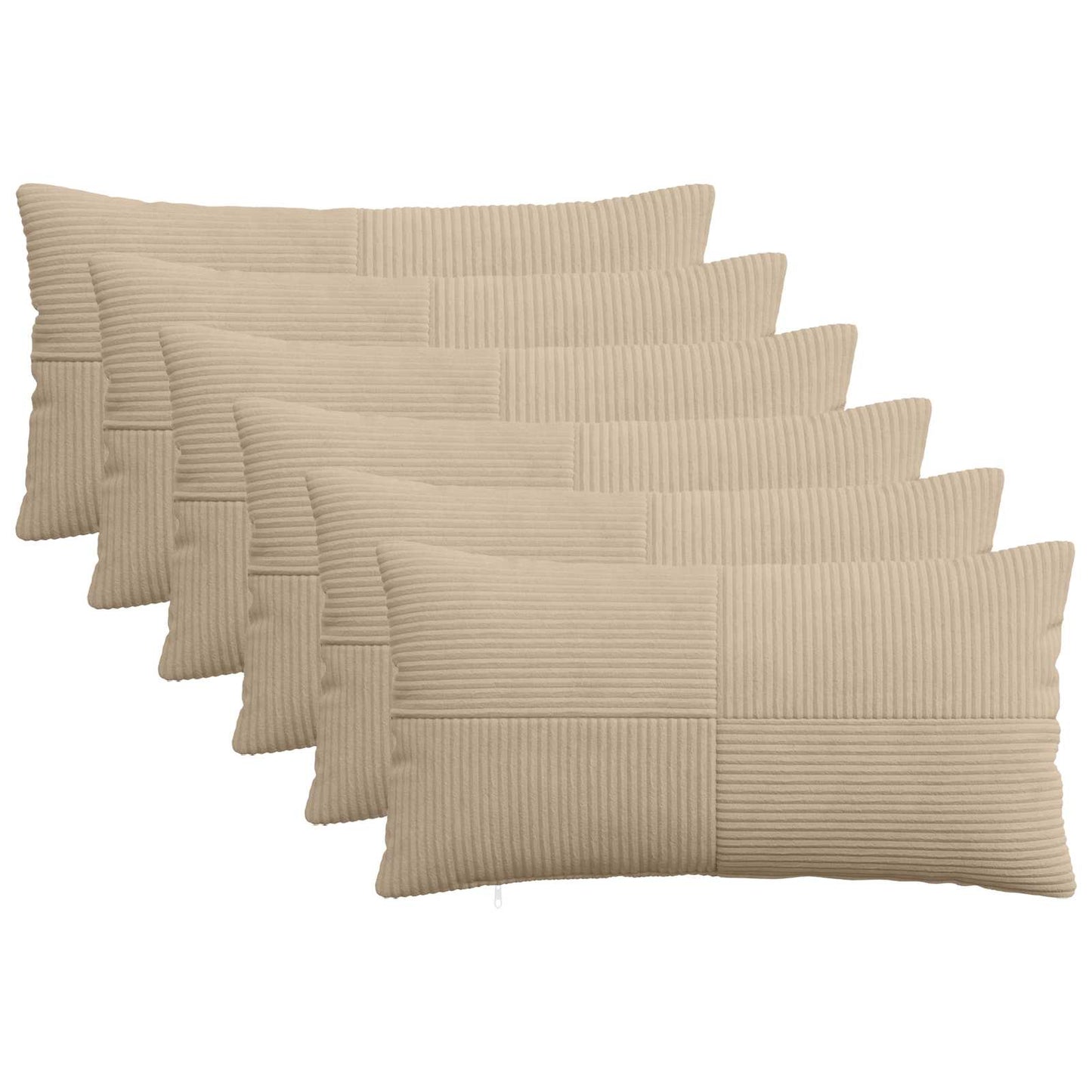 Cushion Cover 6 pcs ALMELO Taupe 40 x 80 cm Corduroy