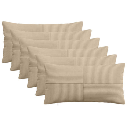 Cushion Cover 6 pcs ALMELO Taupe 40 x 80 cm Corduroy