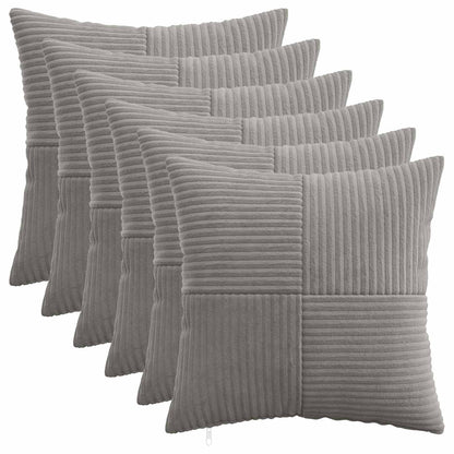 Cushion Cover 6 pcs ALMELO Light Grey 45 x 45 cm Corduroy
