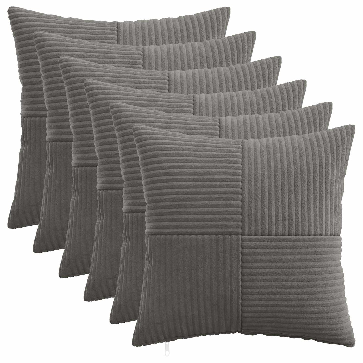 Cushion Cover 6 pcs ALMELO Dark Grey 45 x 45 cm Corduroy