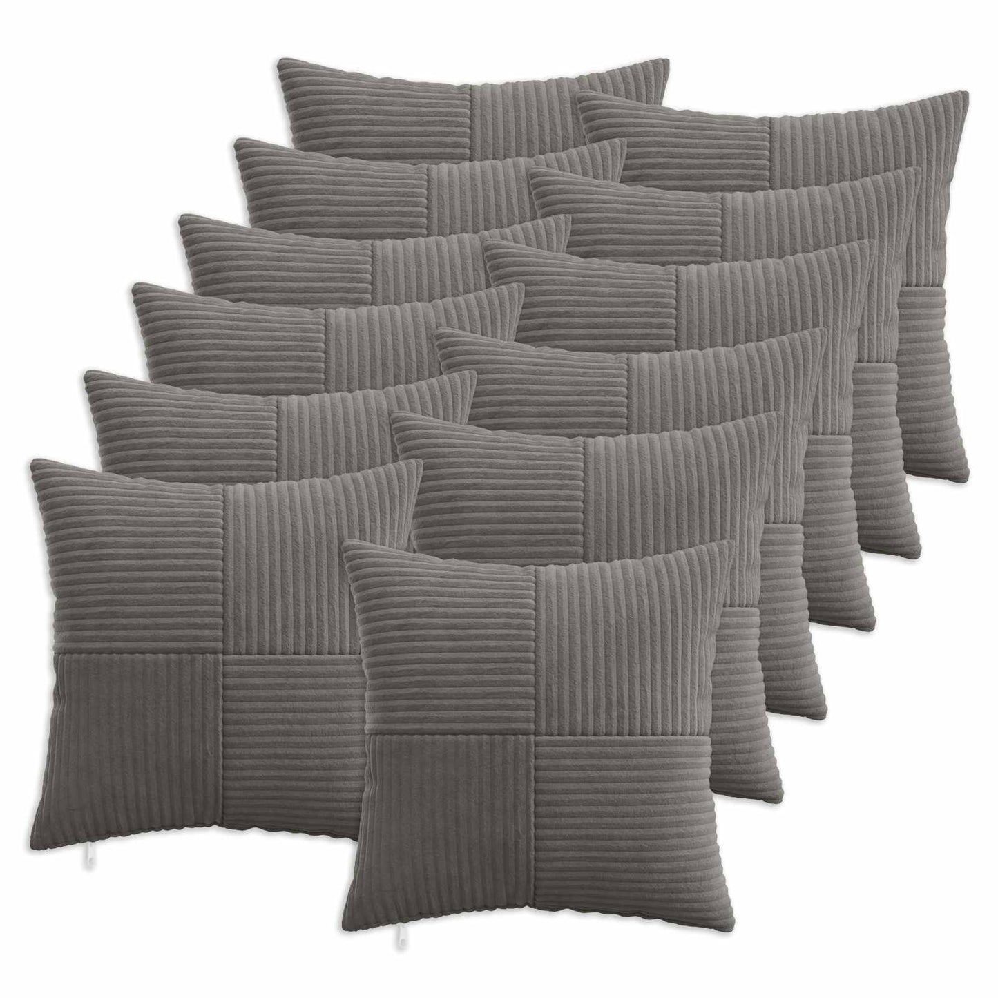Cushion Cover 12 pcs ALMELO Dark Grey 45 x 45 cm Corduroy