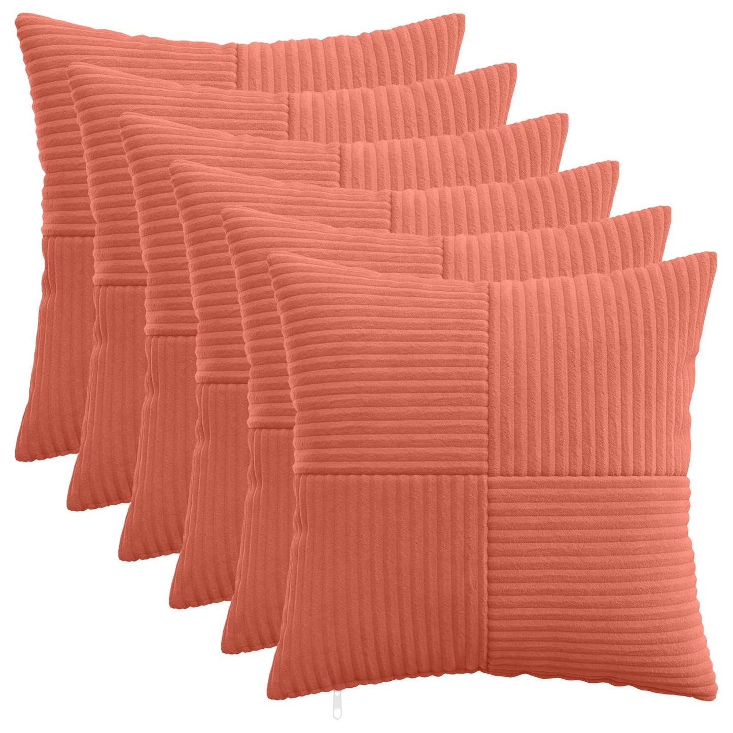 Cushion Cover 6 pcs ALMELO Red Orange 45 x 45 cm Corduroy
