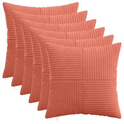Cushion Cover 6 pcs ALMELO Red Orange 45 x 45 cm Corduroy