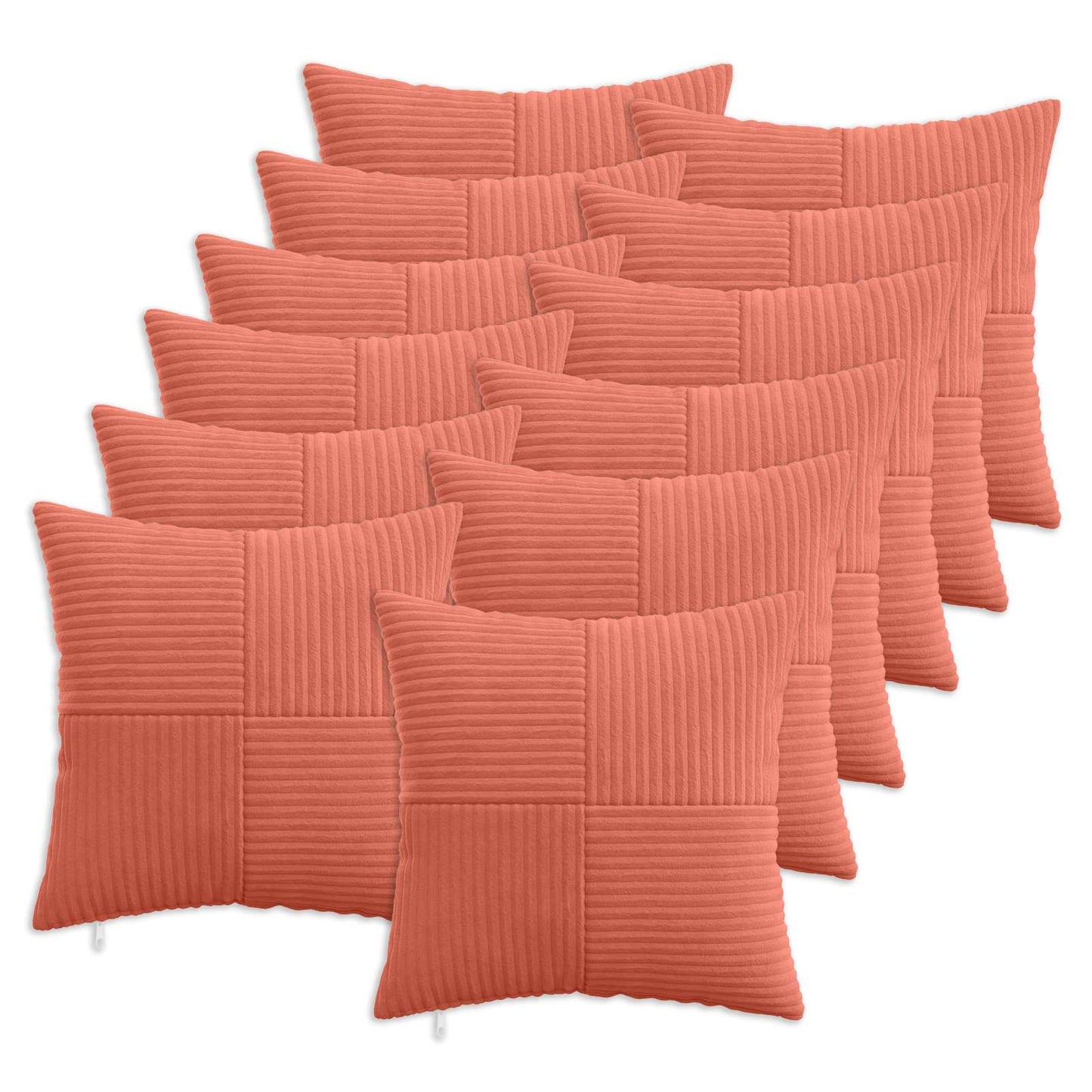 Cushion Cover 12 pcs ALMELO Red Orange 45 x 45 cm Corduroy