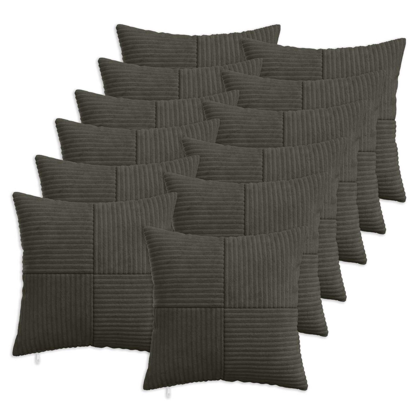 Cushion Cover 12 pcs ALMELO Anthracite 45 x 45 cm Corduroy