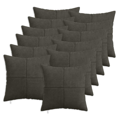 Cushion Cover 12 pcs ALMELO Anthracite 45 x 45 cm Corduroy