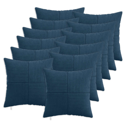 Cushion Cover 12 pcs ALMELO Navy Blue 45 x 45 cm Corduroy