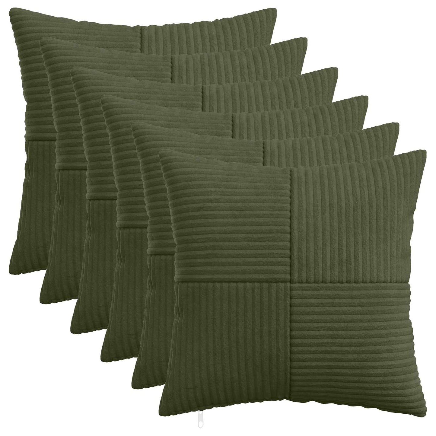 Cushion Cover 6 pcs ALMELO Green 45 x 45 cm Corduroy