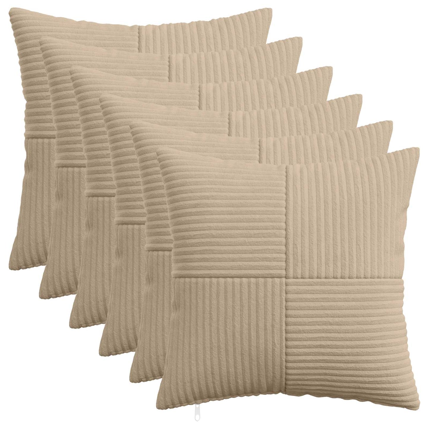 Cushion Cover 6 pcs ALMELO Taupe 45 x 45 cm Corduroy