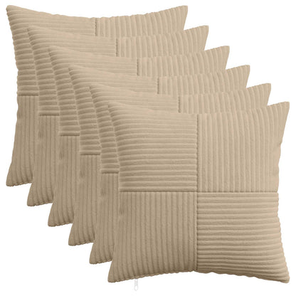 Cushion Cover 6 pcs ALMELO Taupe 45 x 45 cm Corduroy
