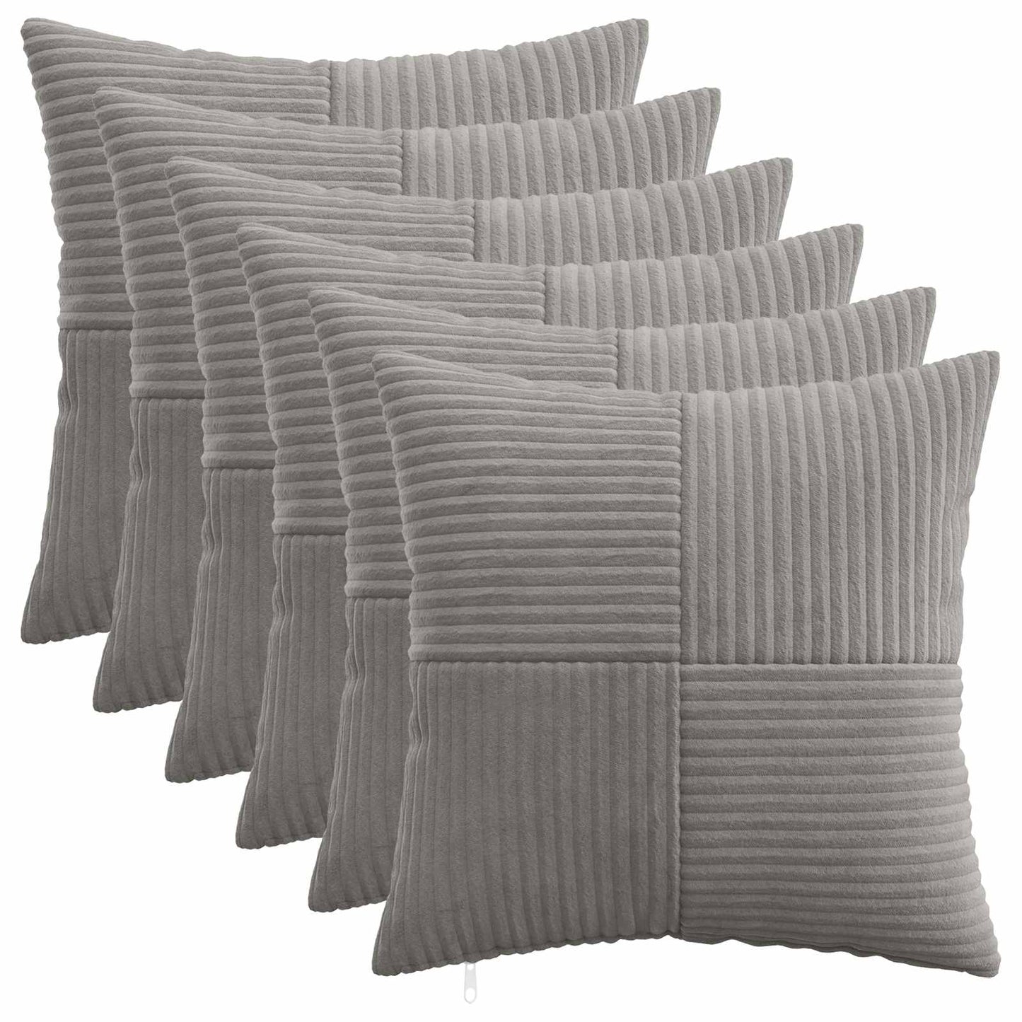 Cushion Cover 6 pcs ALMELO Light Grey 50 x 50 cm Corduroy