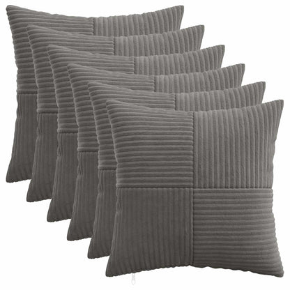 Cushion Cover 6 pcs ALMELO Dark Grey 50 x 50 cm Corduroy