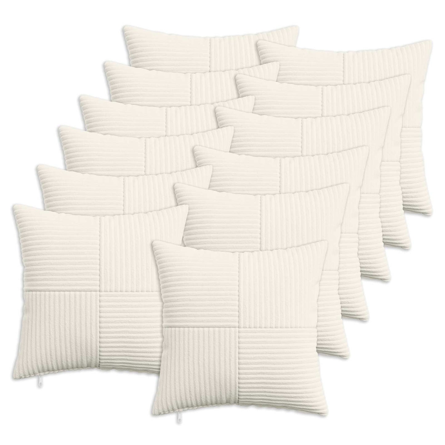 Cushion Cover 12 pcs ALMELO Cream 50 x 50 cm Corduroy
