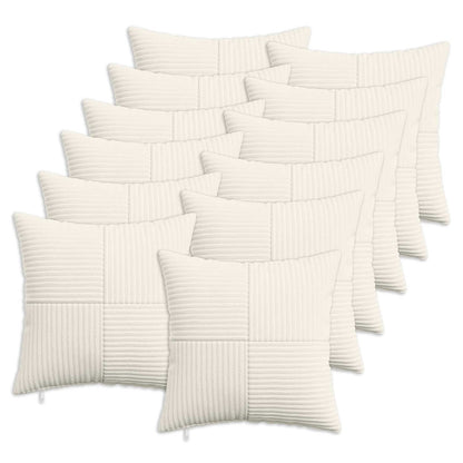 Cushion Cover 12 pcs ALMELO Cream 50 x 50 cm Corduroy