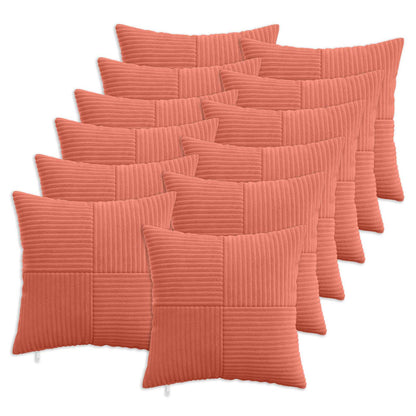 Cushion Cover 12 pcs ALMELO Red Orange 50 x 50 cm Corduroy