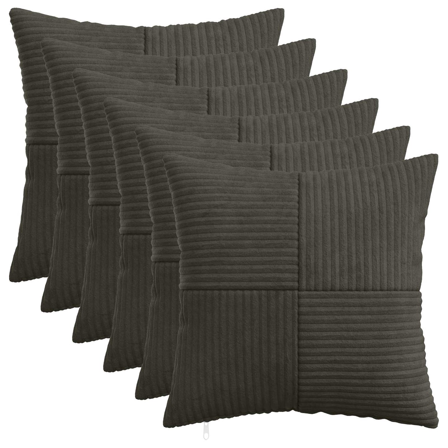 Cushion Cover 6 pcs ALMELO Anthracite 50 x 50 cm Corduroy