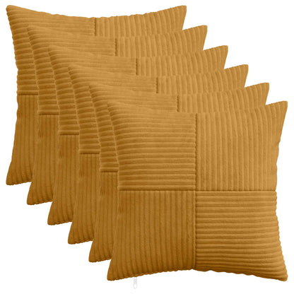 Cushion Cover 6 pcs ALMELO Yellow 50 x 50 cm Corduroy