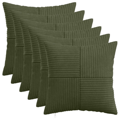 Cushion Cover 6 pcs ALMELO Green 50 x 50 cm Corduroy