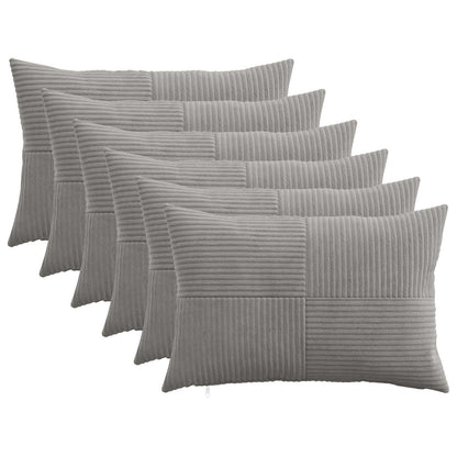 Cushion Cover 6 pcs ALMELO Light Grey 50 x 75 cm Corduroy