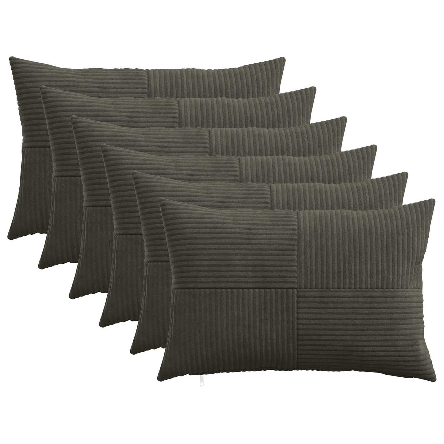 Cushion Cover 6 pcs ALMELO Anthracite 50 x 75 cm Corduroy