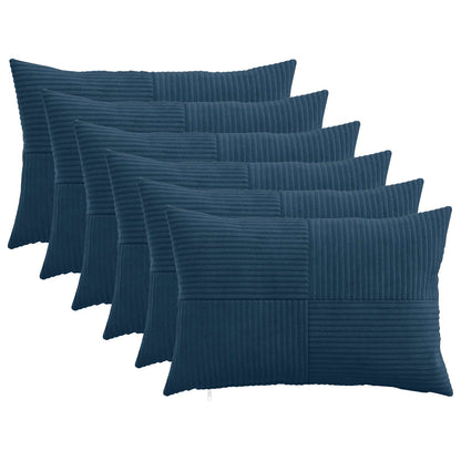 Cushion Cover 6 pcs ALMELO Navy Blue 50 x 75 cm Corduroy